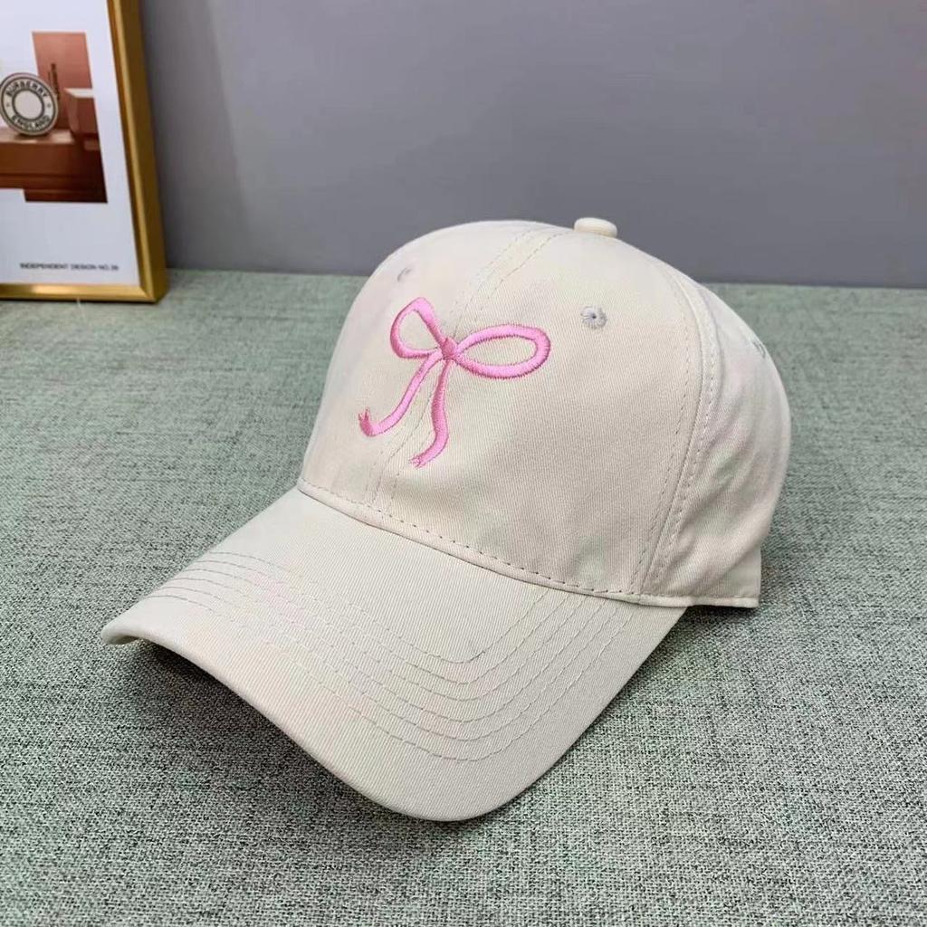 Korean Ins Bow Sweet Cute Romantic Pink Hat Versatile Breathable Cap Baseball Cap Girl Tide