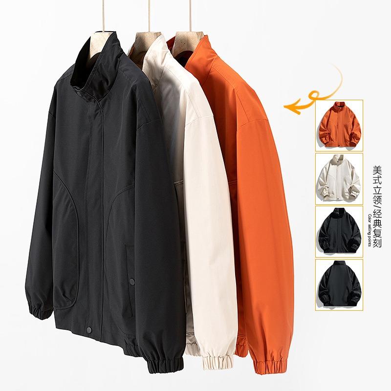 Men's Spring and Autumn Stand-up Collar Jacket Jacket Men's Casual Loose Korean Version of Trendy Workwear Versatile Fashion Men's Top