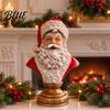Holiday Home Decor Ornaments Santa Claus Bust Statue Resin Head with Vintage Golden Christmas Statue Base Tabletop Figurine Mantel Desktop Artistic