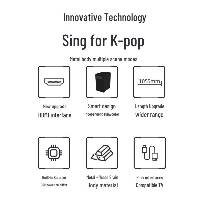 SANSUI DV-93B Home KTV Soundbar System with Subwoofer & Mic