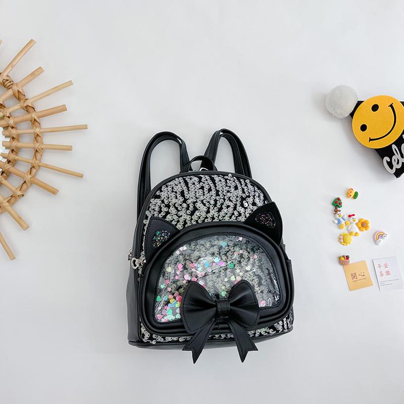 

Adorable Cartoon Style Double Shoulder Backpack For Kids With Bow Design чорний