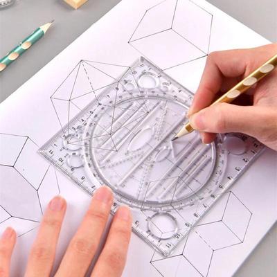 Linjalset Solid Geometri Ellipsritningsikon Mätning Multifunktionella Kontors- Skolmaterial Konstruktion Arkitektverktyg