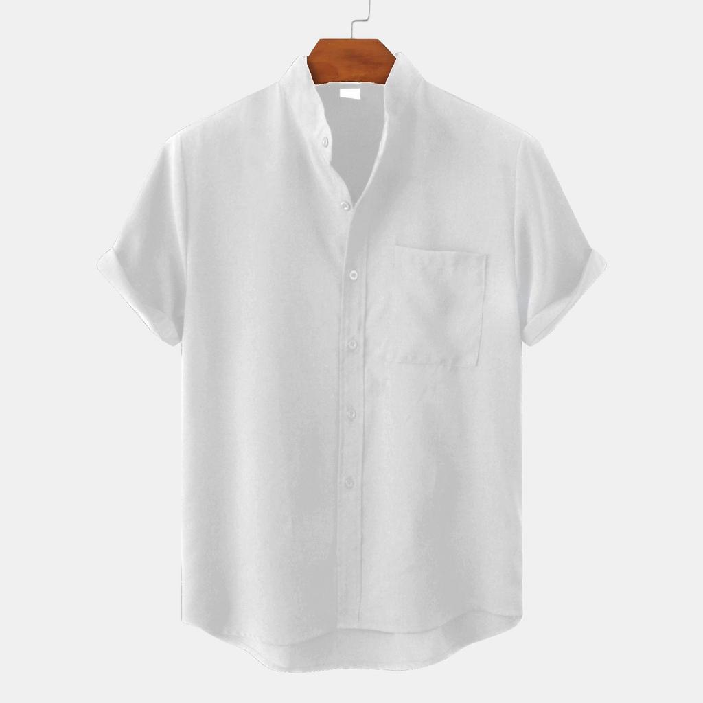 Abbigliamento casual estivo da uomo in cotone con scollo a maniche corte e maniche corte