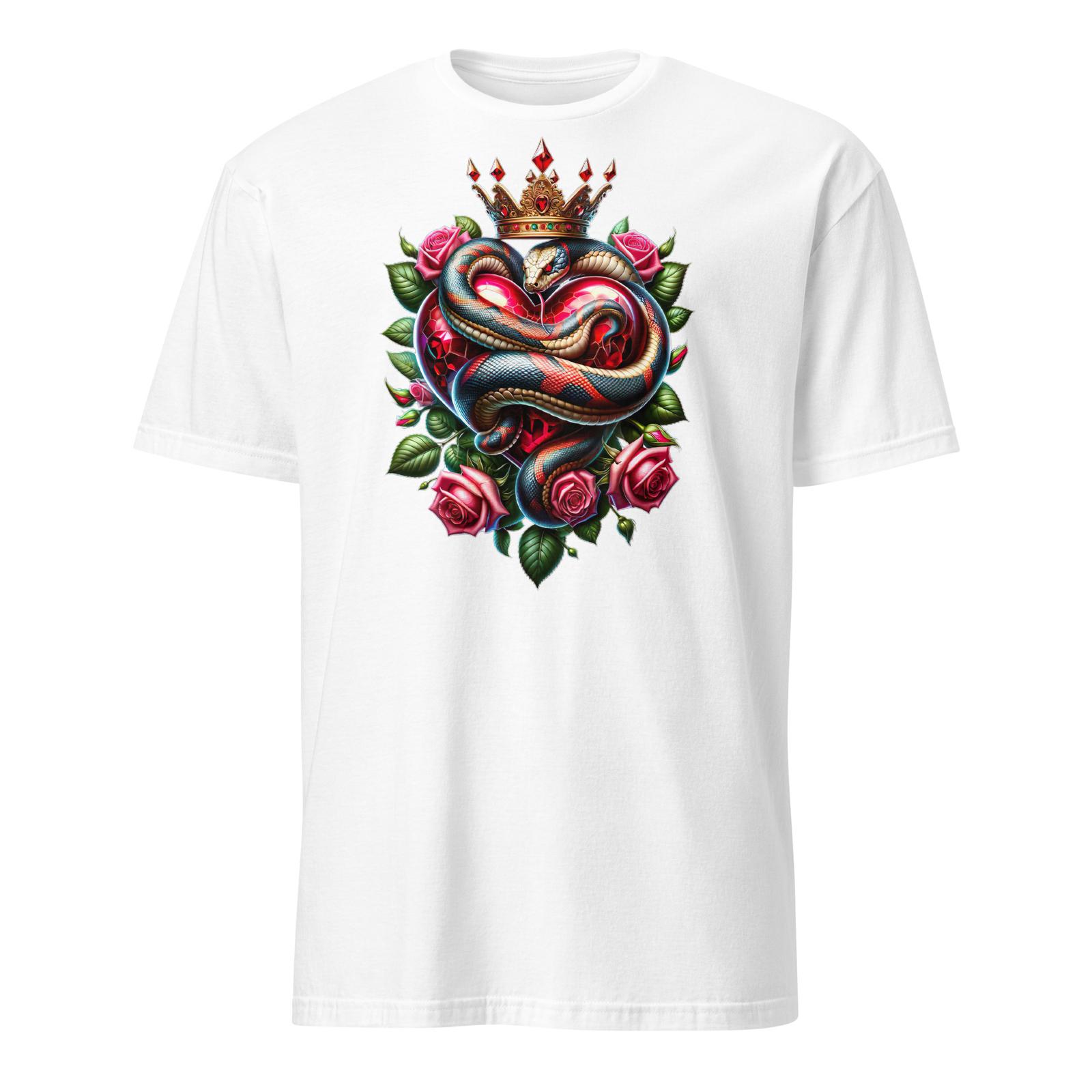 Snake Wrapped Around Heart with Roses and Golden Crown Unisex T-Shirt S разноцветный