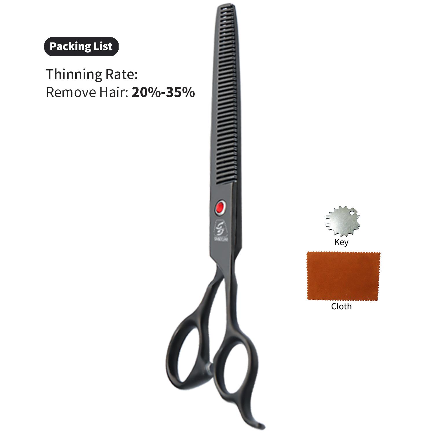 

Sangelar 7,5 дюймов профессиональные ножницы для истончения домашних животных с густыми зубами для ухода за домашними животными, ножницы для собак, большие собаки, инструмент для истончения домашних животных 7.5 Remove Hair 20%-35% чёрный