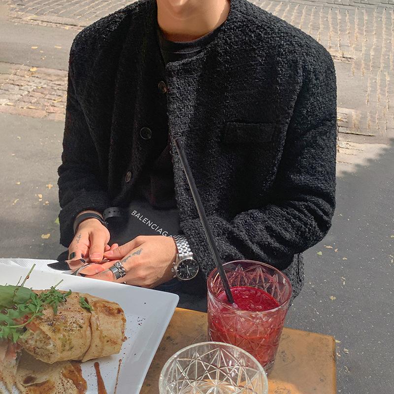 Мужская свободная повседневная куртка Xiaoxiangfeng, весна-осень, корейский стиль, модная тонкая куртка с длинными рукавами и лацканами для мужчин M чёрный