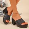Women'S Slippers Summer Flash Platform Shoes Plus Size Chunky Heel Round Head Sandals Open Toe  New Shoes For Women Fashion