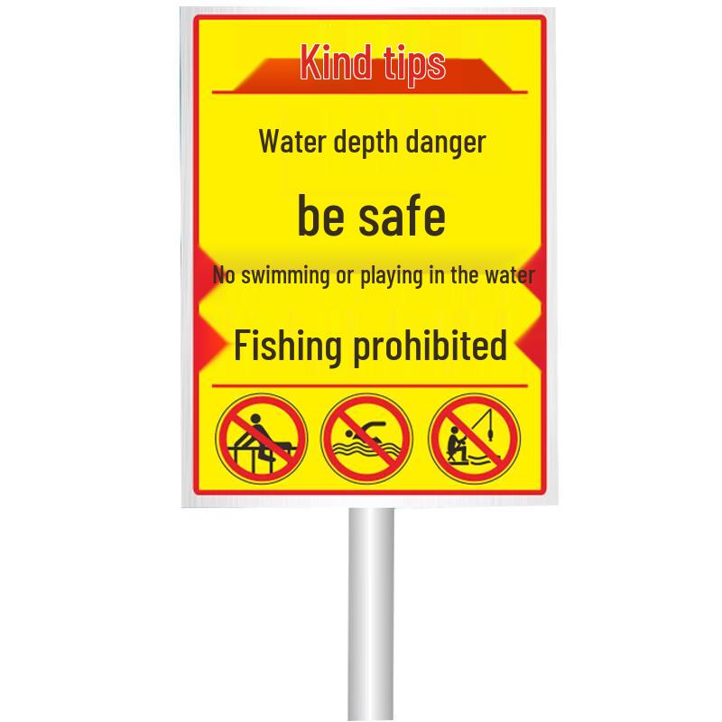50x70cm Reflective Aluminum Deep Water No Swimming Sign