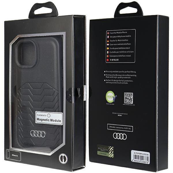 Audi Synthetic Leather Magsafe Iphone 15 / 14 / 13 6.1 Czarny/Black Hardcase Au-Tpupcmip15-Gt/D3-Bk