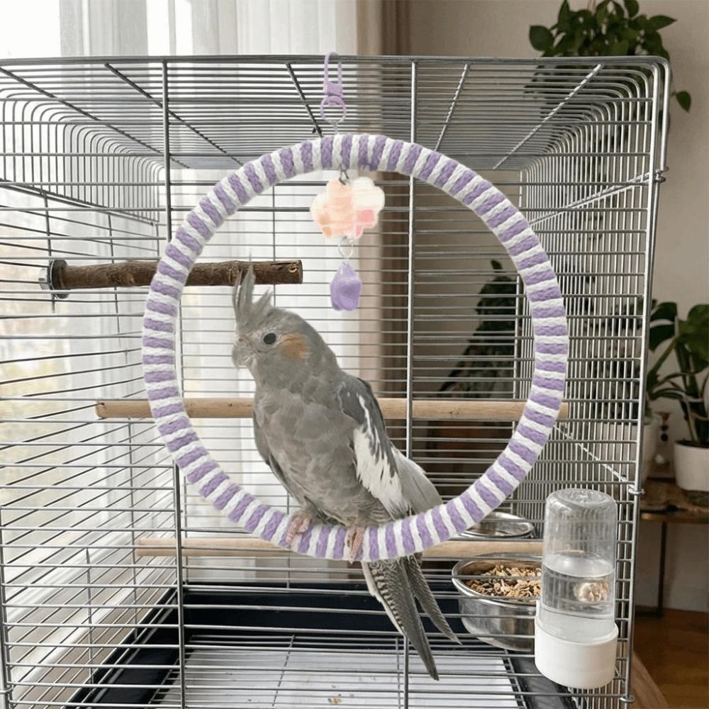 Wear-Resisting Bird Toy Swing Hanging Parrot Perch Multi-Function Parrot Swing Ring  Cockatiel