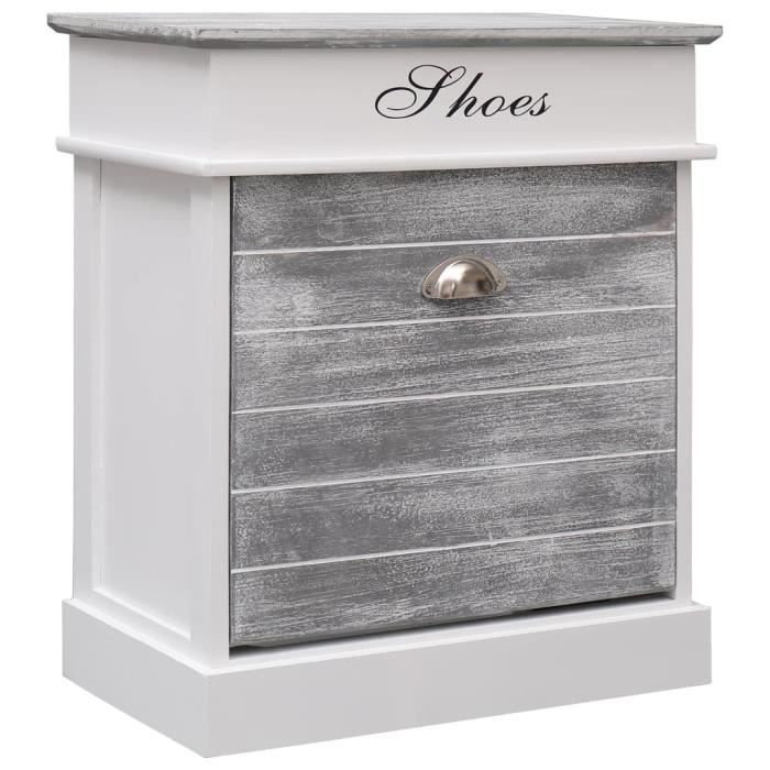 VidaXL Shoe Cabinet Grey 50 X 28 X 58 Cm Paulownia Wood