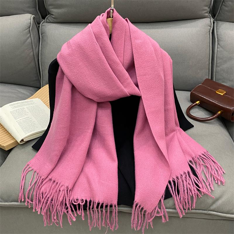Luxury Solid Cashmere Scarf Women Winter Tassel Shawl Pashmina Big Size Handkerchief Lady Soft Outdoor Windproof Ski Bufanda