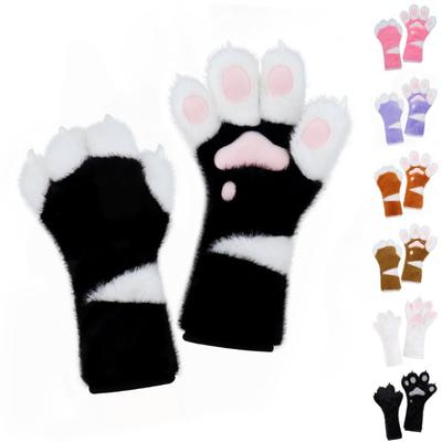 Fury Handmade Animal Claws Long Gloves Furry Plush Gloves Halloween Cos Paw Props
