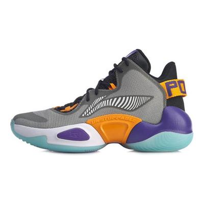 Li Ning Air Strike 6 Shock Absorption Anti-Slip Wear-Resistant Mid-Top Basketball Shoes Men Basketball Shoes Orange Purple Gray ABAP067-1