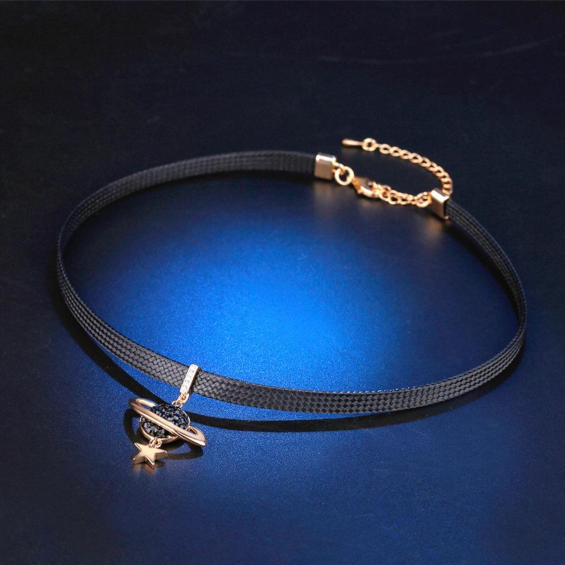 A Short Collarbone Chain Women's Neck Strap Necklace, A Sexy and Popular Black Neck Chain Necklace