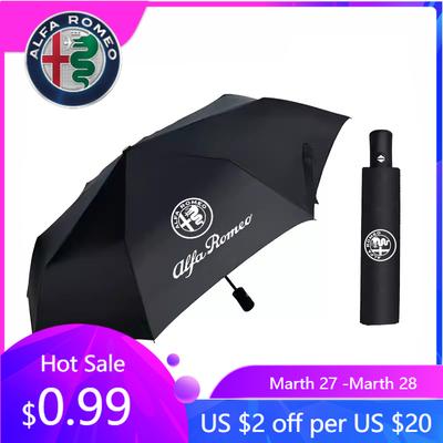 Voor Alfa Romeo Auto Embleem Paraplu Klapbaar Zwart Draagbare Parasol Voor Alfa Romeo 156 159 147 4C 8C 166 Giulia Giulietta Mito Ste