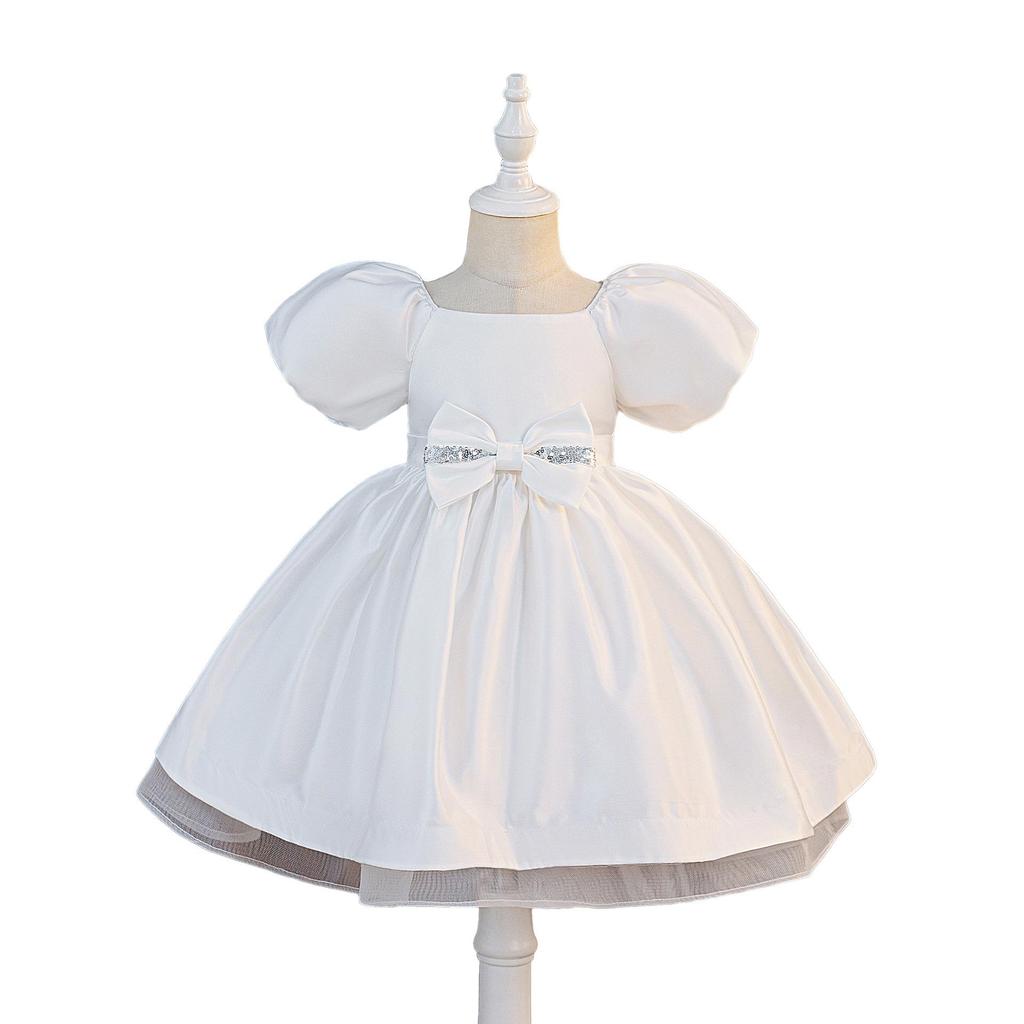 2026 Satin-Puffärmel-Prinzessinnenkleid - Geburtstag & Partykleid für Mädchen