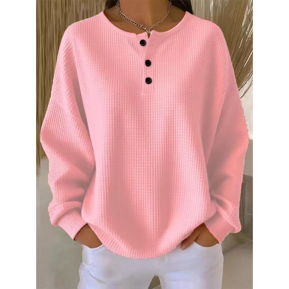 **Maglione da donna a nido d'ape con scollo rotondo, vestibilità ampia, tinta unita, alla moda, autunno inverno**