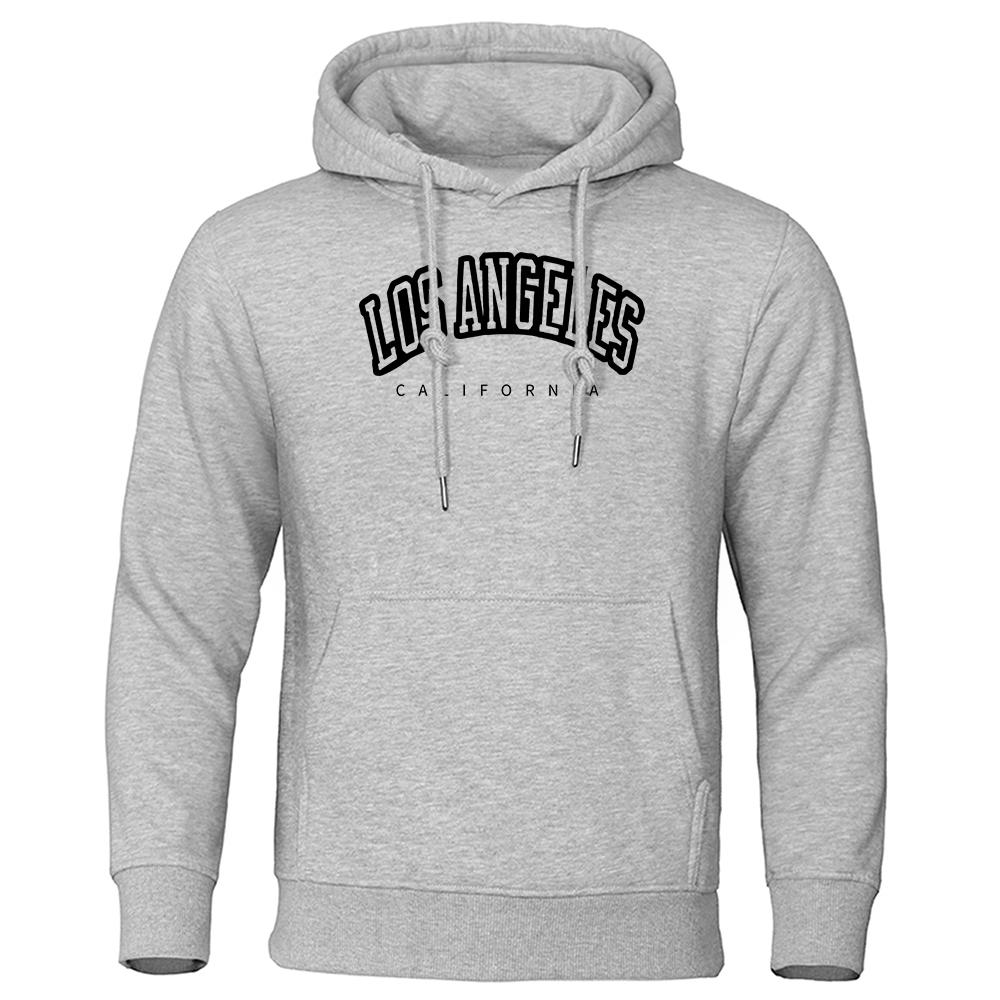 Los Angeles California Black Printed Men'S Sweatshirt Hipster Warm Hooded Hip Hop Crewneck Hoodies Autumn Loose Clothing Womens