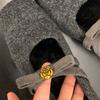 2025 autumn and winter French plush shoes high-end thick heel square head plush single shoes