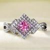 Pinkish Zirconia Ring Cross Wrapped Finger Ring Elegant Luxury Style Make Your Call Match Daily Outfits Party Ring Jewelry