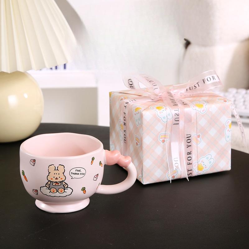 Creative Love Ceramic Cup Cute Bear Rabbit Coffee Cup Birthday Gift Creative Mug Business Event Gift