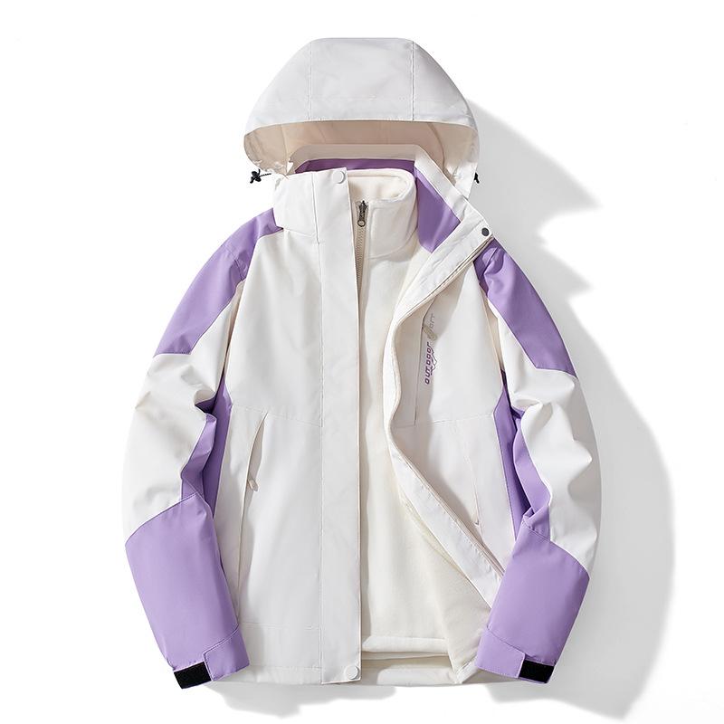 Outdoor Couple Three-in-one Jacket Women's Travel Mountaineering Clothing Waterproof Windproof Water Repellent Removable