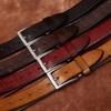 Belt Men's Light Luxury Minimalist Retro Washed Thickened and Extra Thick First Layer Cowhide Stainless Steel All-Match Casual Belt Men