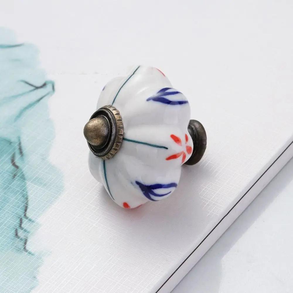 

Ceramics and Alloys Pumpkin Handle Multiple Colors Creative Vintage Door Handle Fashion Single Hole Furniture Knob Furniture