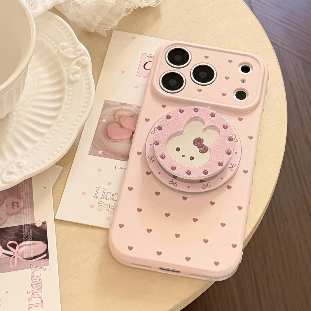 Cute Pink Rabbit Magnetic Phone Case for iPhone 16, iPhone 17, and iPhone 17 Pro Max