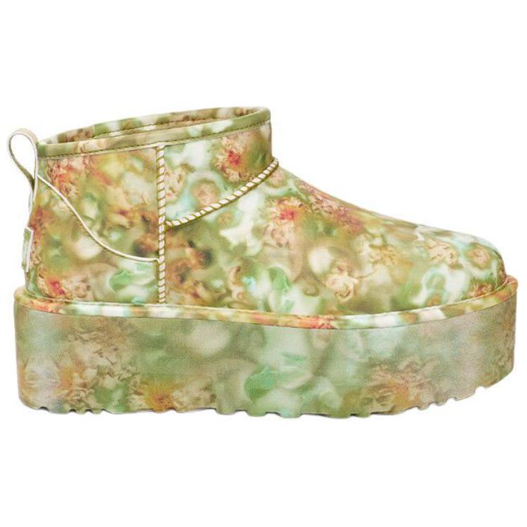Collina Strada x UGG Stivale Classico Ultra Mini con Plateau Verde Floreale Sneakers Unisex 1170937-GRNF