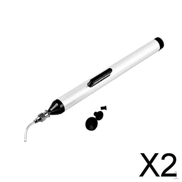 

2xСеребряная вакуумная ручка для захвата ИС SMD, легкий захват +3 присоски, ручной инструмент