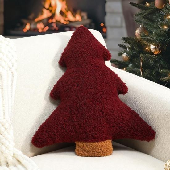 Kerstboom Kussen Feestelijk Decoratief Sierkussen voor Bank Slaapkamer Pluizig Vakantie Huisdecoratie Feestcadeau
