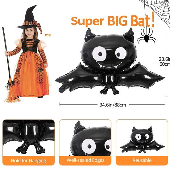 Halloween Balloon Arch Kit Black Orange Purple Green Latex Balloons Eye Balloons with Foil Balloon Halloween Party Decoration