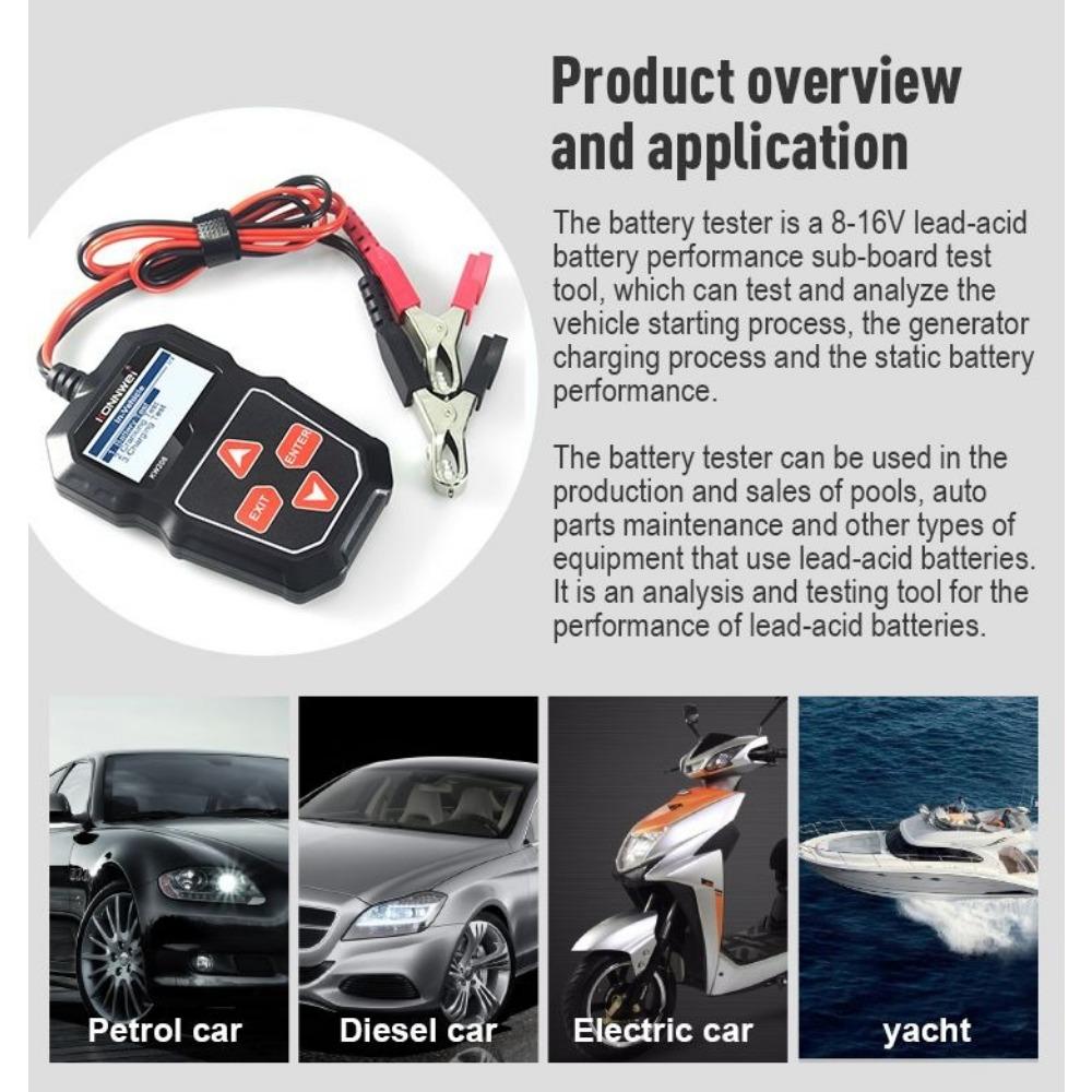 KONNWEI KW208 12V Autobatterietester 100 bis 2000CCA Anlassen Ladeschaltung Tester Batterieanalysator 12 Volt Batteriewerkzeuge