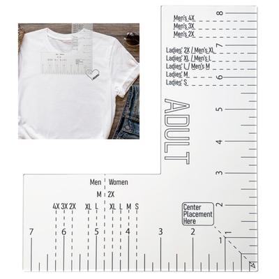 Akrilik Sol Göğüs Logo Yerleştirme Aracı Isı Basın T-shirt Cetvel Yetişkin Boyutu Hassas Ölçekli Elbise Ölçme Aracı