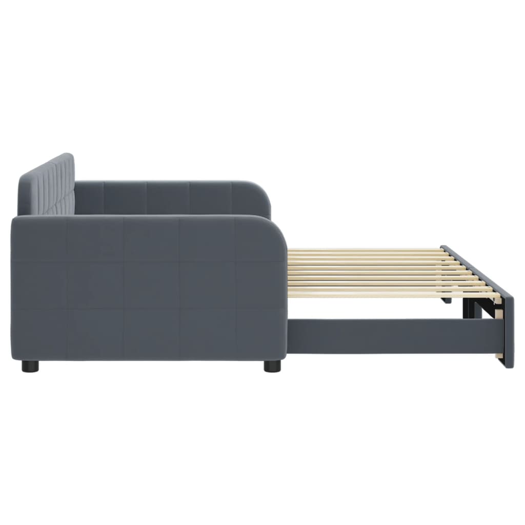 Extendable Daybed Dark Gray 90 x 190 cm Velvet