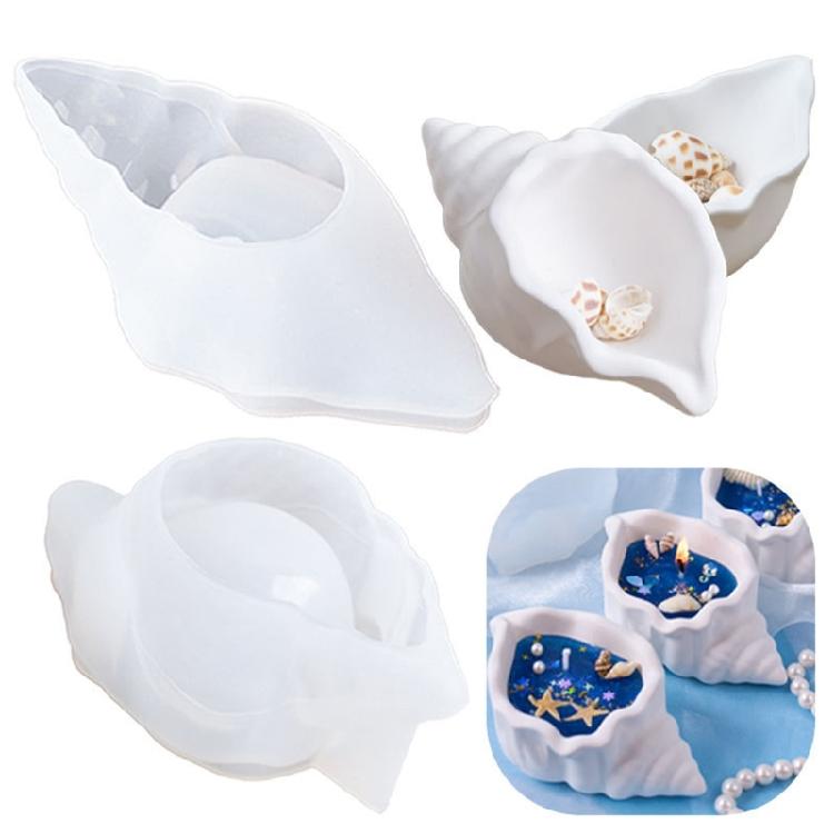 Silicone Moulds Conch Candle Jar Molds Jewelry Storage Box Molds Epoxy Resin Molds Plasters Molds for Home Decoration