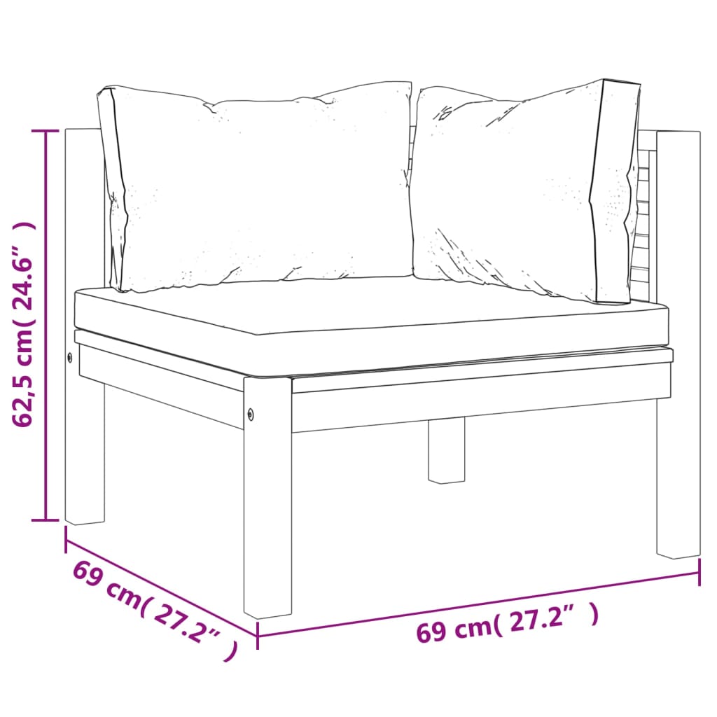 Vidaxl 7-Cz. Garden Lounge Set, With Cushions, Acacia