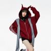 ICH MODE Damen Retro Ohren Kapuzen Cardigan Sweatshirt