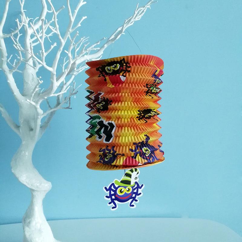 Halloween Pumpkin Ghost Lantern - Foldable Paper Decoration for Home or Bar