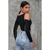Off The Shoulder Black Blouse | Summer Ribbed Shoulderless Black Women's Blouse | Viscose Fabric Tops for Women | Gift For Lover