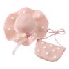 Stylish Toddler Girl Straw Hat and Bag Set with Flower Design Wide Brims Sunproof Hat for Outdoor Camping Pink