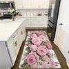 VIKAMA 1/2pc Valentine's Day Pink Rose Pattern Non-Slip Floor Mat, Suitable For Entrance, Bathroom, Kitchen And Home Decoration.