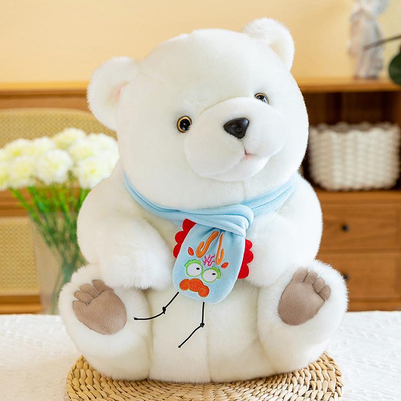 

Plush Bear Cartoon Toy Blue Scarf Crooked Head White Two Styles Fashionable Cute 20cm/7.78in