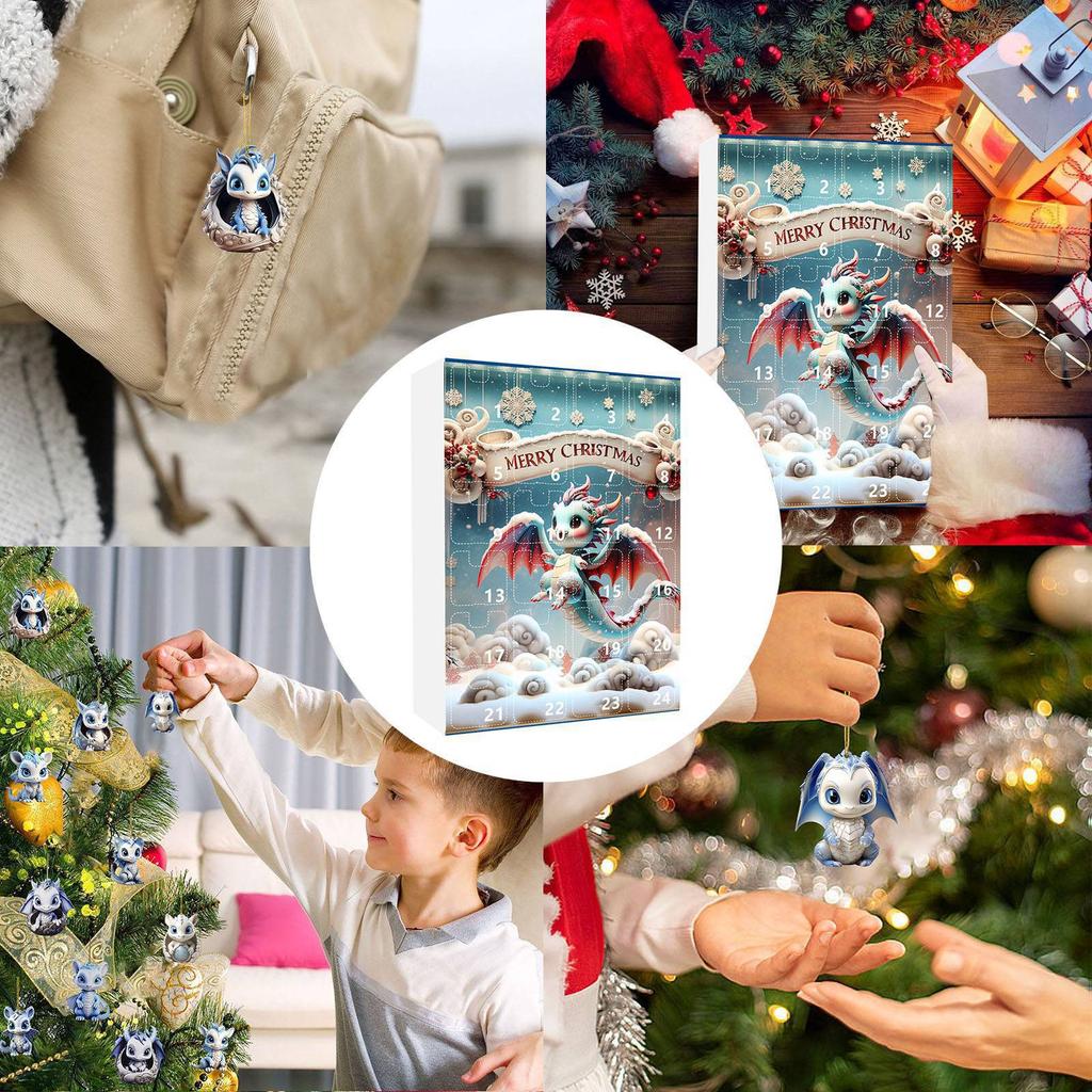 Hjemmeinnredning 2024 Jule-adventskalender Adventskalender Samleobjekt 2D morsomt dyresett Jubileumssamlerobjekt Home Decor