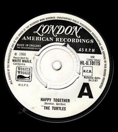 7inch Record TURTLES - Happy Together HLU10115PROMO London Records, 1967 UK Rock Used