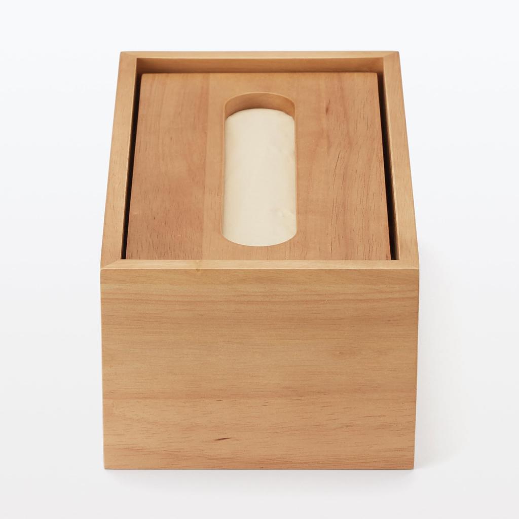 MUJI Taschentuchbox aus Holz, Innenmaße Breite x Tiefe 11 x Höhe, für Soft Pack Taschentücher, 83410551, 20,5 x 8,5 cm
