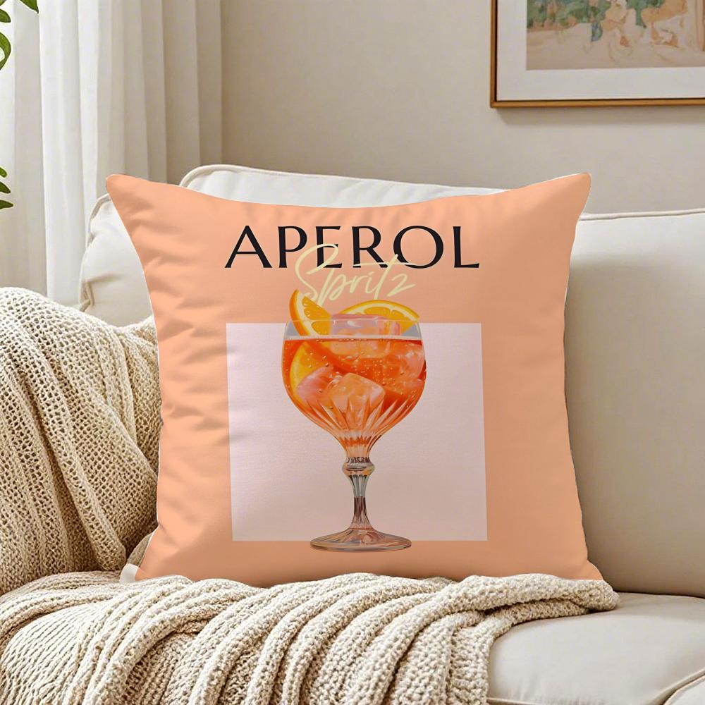 Klasyczna poszewka na poduszkę Aperol Spritz z organicznego krótkiego pluszu, oddychająca, zmywalna, odporna na zagniecenia