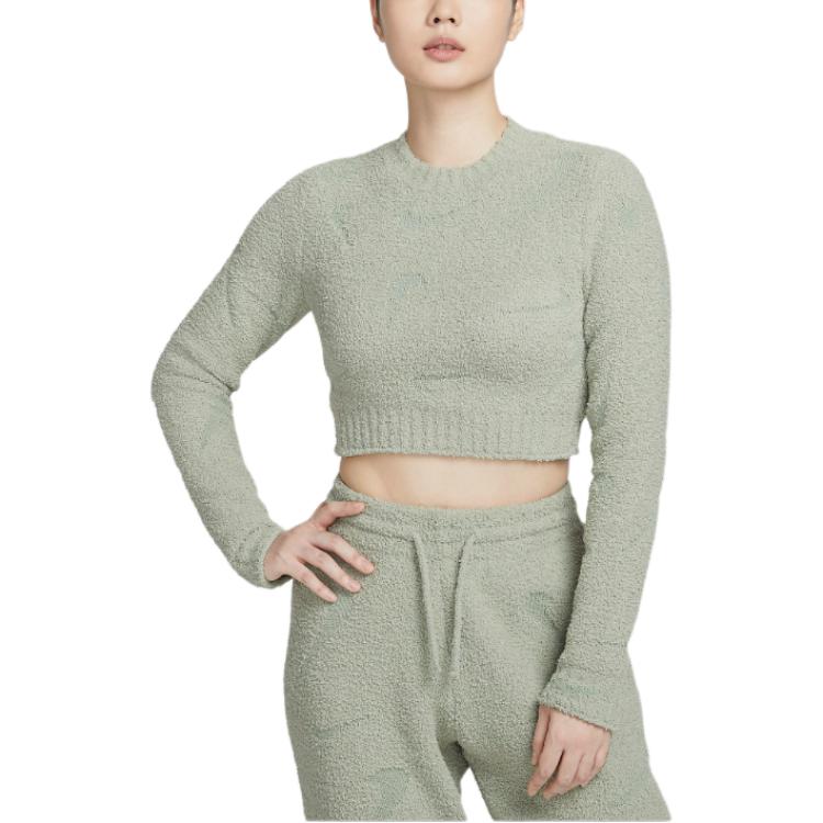 

New Nike Sportswear Phoenix Cozy Bouclé Women s Tight Long Sleeve Knit Top FZ1717-370 L